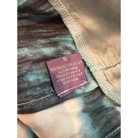 Hale Bob Y2K Silk Watercolor Print Empire Waist Tunic Mini Dress S - Picture 7 of 7